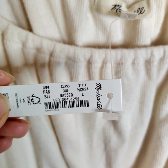 NWT Madewell Plush Smocked Square-Neck Top sz L - Picture 5 of 8